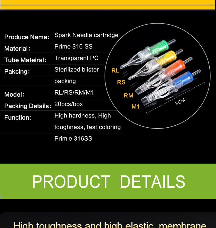 100% Asli Spark Tattoo Needle Membrane Tattoo Cartridge