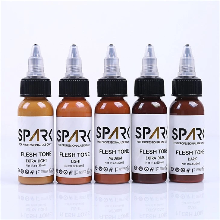 1OZ Tinta Tato Spark Seri Tinta 5 Buah Set Warna Kulit Untuk Menutupi Pencampuran Tato Kosmetik