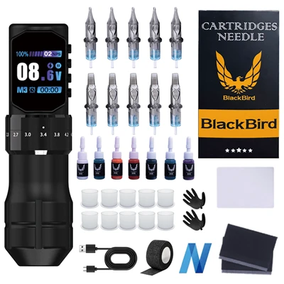 Kit mesin tato lengkap layar besar untuk pemula dan artis