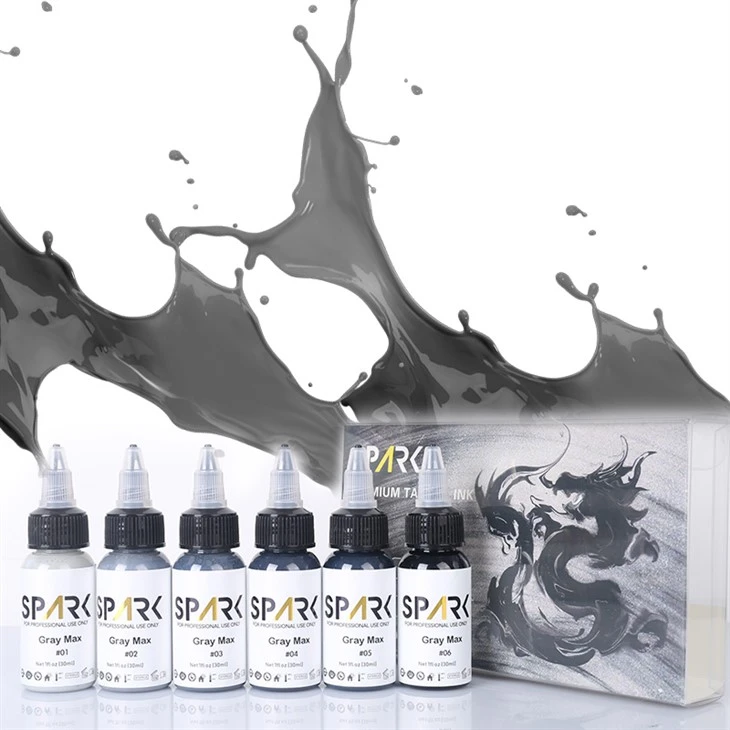 Profesional Organik 30ml/1oz Spark Grey Tattoo Tinta Set Kit Pigmen Cair Untuk Seniman Tinta Rias Kustom Permanen