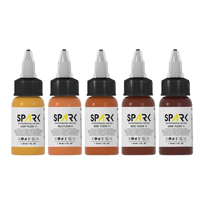 1oz Botol Set Tinta Tato Warna Daging Spark Profesional - Sesuai dengan REACH UE