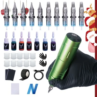 Profesional Full Wireless 4 Model Tattoo Machine Pena Kit