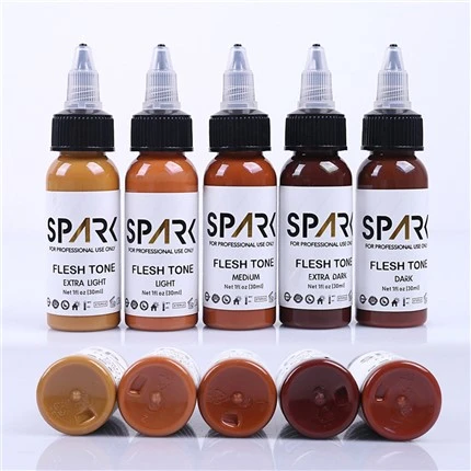 Pigmen Tinta Tato 1OZ Warna Kulit untuk Penutup Campuran Kosmetik Tato Tinta Tato Percikan Tinta Tato Hitam