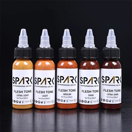 Set Warna Kulit 1OZ 5 Buah Tinta Tato Bebas Timah Tinta Tato Percikan Tinta Tato Profesional Penutup Campuran dan Tato Kosmetik