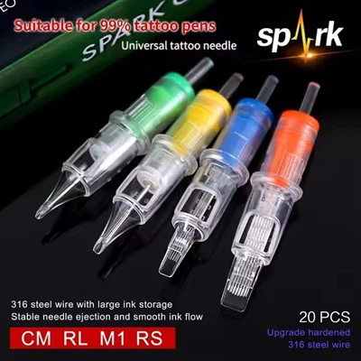 Spark Berkualitas Tinggi Berkualitas Diklasi Secara individual Disposable Stainless Steel Steel Tattridge Needles untuk Seni Tubuh
