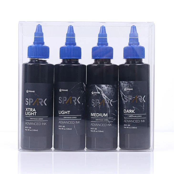 Spark terbaru 4oz*4 Grey Wash Set Tinta Tato Temporer Tahan Air