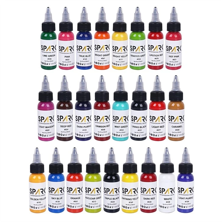 Set Tinta Tato Spark Set 25 Warna Tinta Tato Profesional Tampilan Tinta Tato Bebas Timah