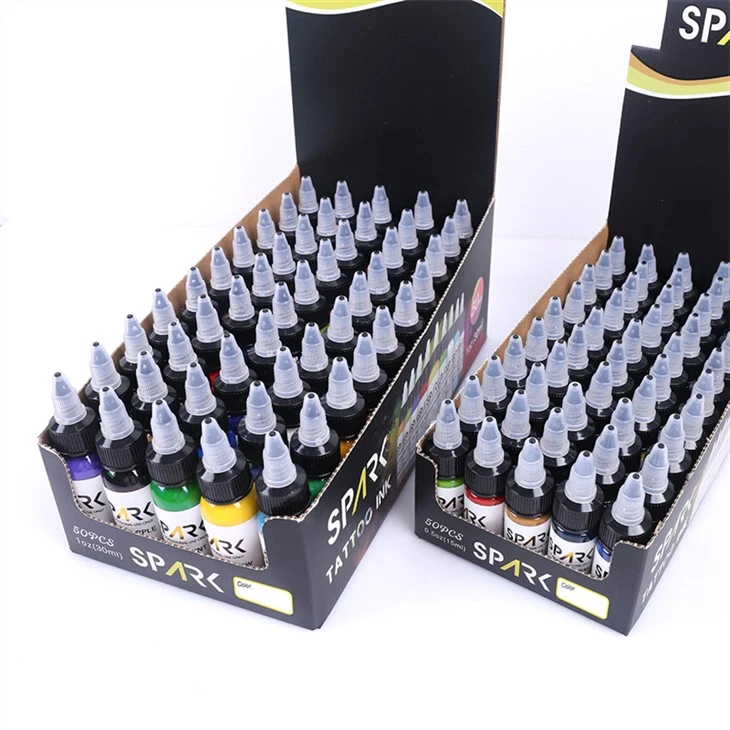 50 Set Warna Tinta Tato Tinta Tato Percikan Hitam Gloss Gelap Nyata