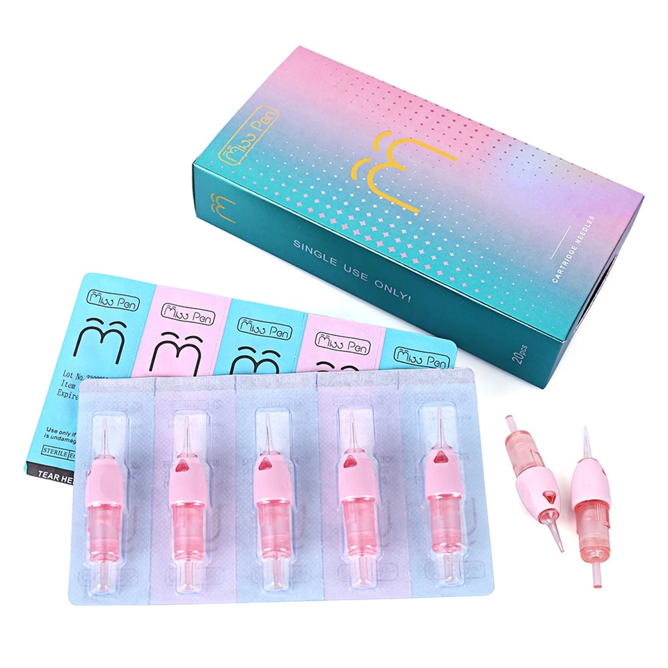 Needles Kartrid Tattrid Tattrid Tattrid Silicone Seni Merah Muda Kustom