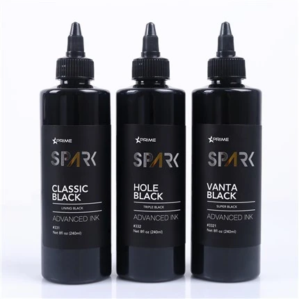Seri Tinta Hitam 8OZ Tinta Tato Percikan Hitam Lapisan Hitam Klasik Tampilan Tinta Tato Profesional