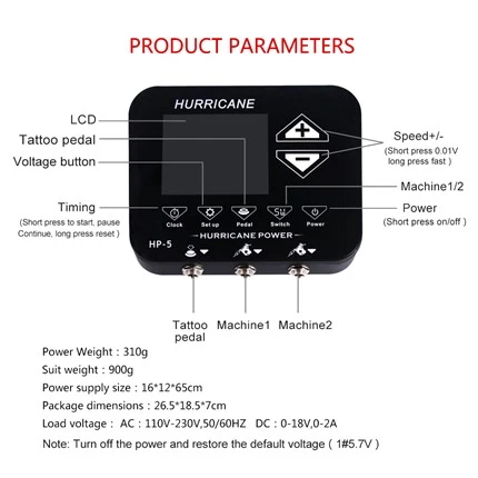 Catu Daya Tato Digital Hurricane Electric Untuk Seni Tubuh