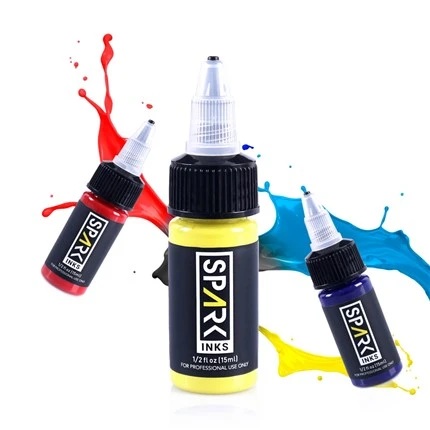 Spark 14 Warna Tinta Tato Tubuh Permanen Aman Tinta Tato Asli