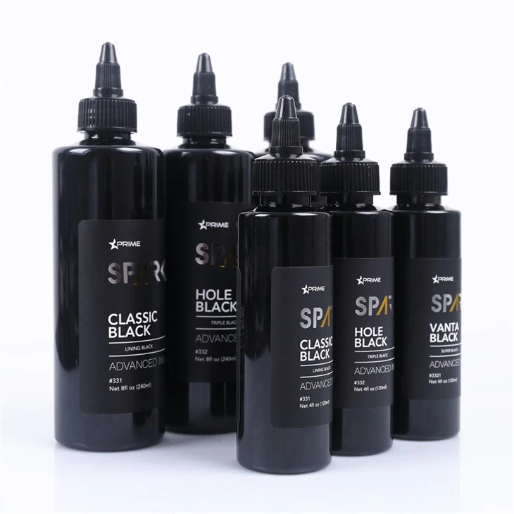 Set Tinta Tato Percikan Seri Tinta Hitam Hitam Lubang 8OZ Tiga Hitam