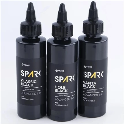 Tinta Tato dalam Jumlah Besar 8OZ Tinta Hitam Seri Lubang Hitam Tiga Tinta Tato Percikan Hitam Tinta Tato Bebas Timah