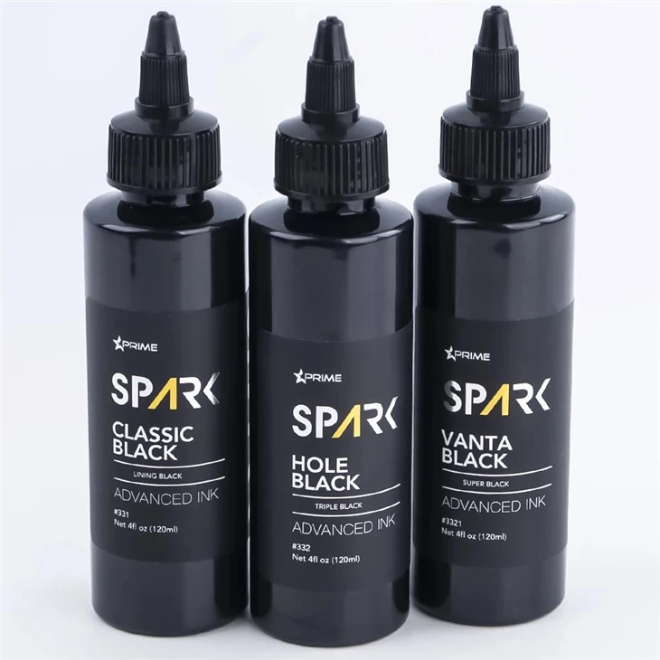 Tinta Tato dalam Jumlah Besar 8OZ Tinta Hitam Seri Lubang Hitam Tiga Tinta Tato Percikan Hitam Tinta Tato Bebas Timah